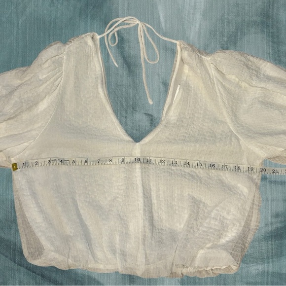 ASTR The Label Blouse Puff Balloon Sleeve Bubble Top Tie Back Size M - Picture 5 of 7